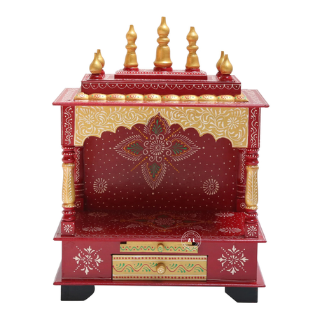 Shelford Painting Home Temple – Handcrafted Wooden Mandir with Drawers Arina Living