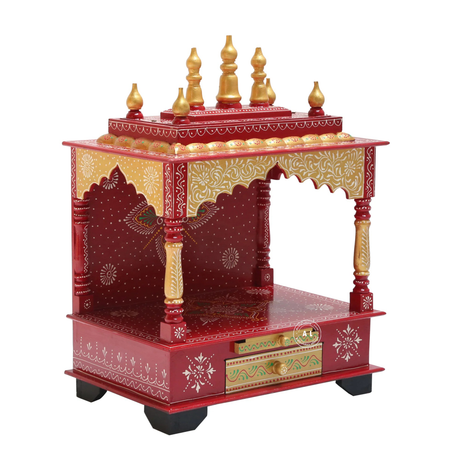 Shelford Painting Home Temple – Handcrafted Wooden Mandir with Drawers Arina Living