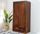 Victoria Wooden 2 Door 2 Drawer Wardrobe – Sheesham Wood | Honey Finish
