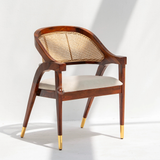 Logist Wooden 1 Seater Sofa | Sheesham Wood & Cane Accent Chair in Honey Finish