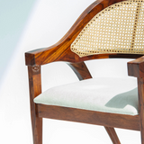 Logist Wooden 1 Seater Sofa | Sheesham Wood & Cane Accent Chair in Honey Finish