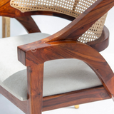 Logist Wooden 1 Seater Sofa | Sheesham Wood & Cane Accent Chair in Honey Finish