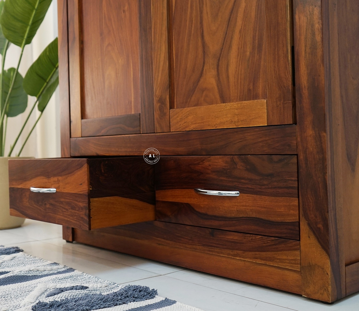 Victoria Wooden 2 Door 2 Drawer Wardrobe – Sheesham Wood | Honey Finish