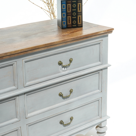 Chester Solid Mango Wood 6 Drawer Chest of Drawers – White Finish Arina Living