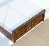 Burry King Size Sheesham Wood Bed with Drawer Storage – Honey Finish