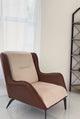 Native Wooden Lounge Chair – Premium Rexine & Cotton Upholstered Accent Chair with Metal Legs