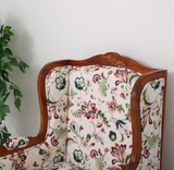 Empire Mango Wood Lounge Chair – Honey Finish Floral Upholstered Accent Chair