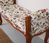 Glidex Mango Wood Bench with Cotton Upholstery – Honey Finish Designer Seating