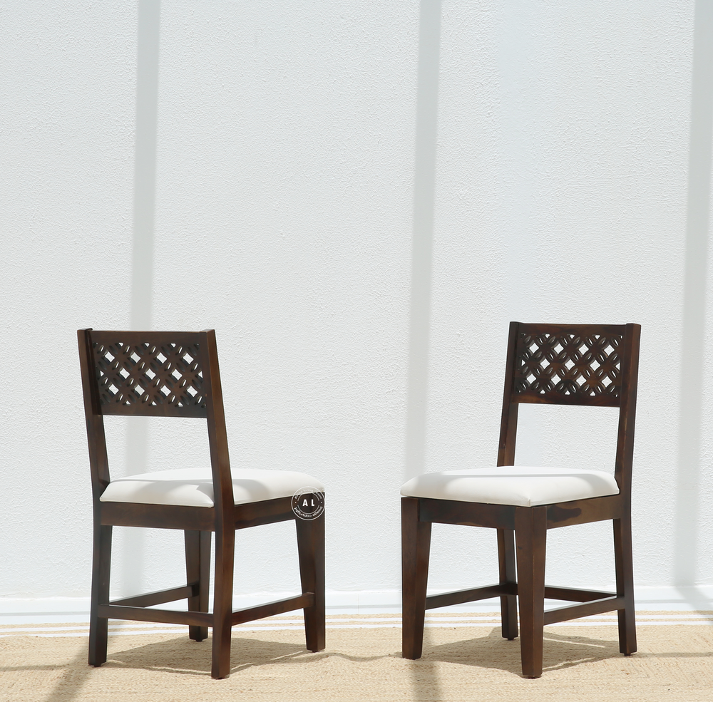 Estera Sheesham Wood Dining Chair with Cushioned Seat – Walnut Finish , Single Piece Arina Living