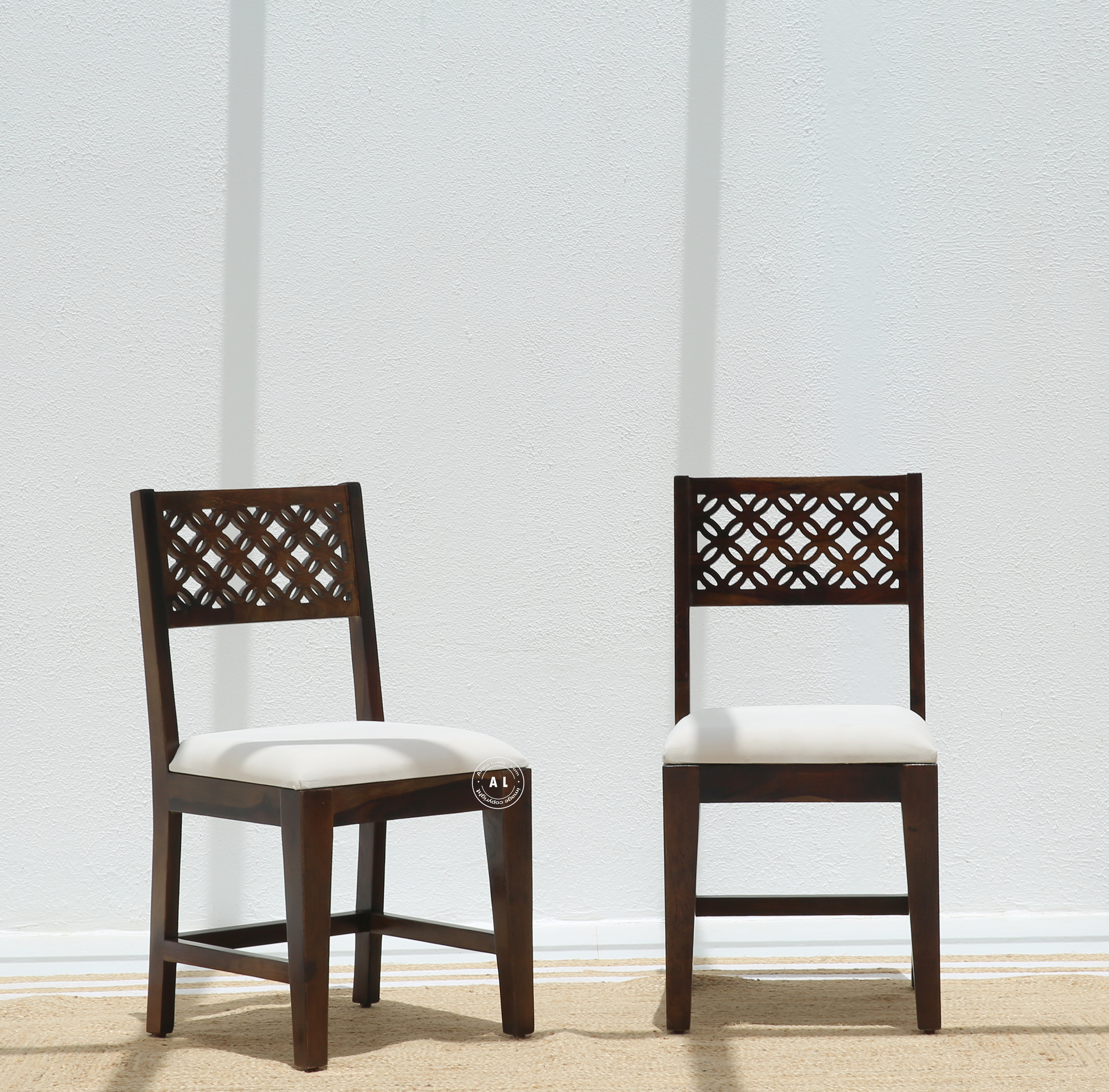 Estera Sheesham Wood Dining Chair with Cushioned Seat – Walnut Finish , Single Piece Arina Living