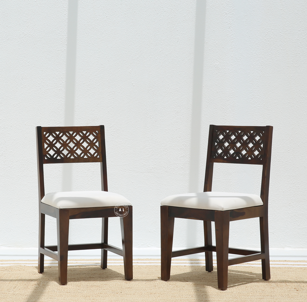 Estera Sheesham Wood Dining Chair with Cushioned Seat – Walnut Finish , Single Piece Arina Living