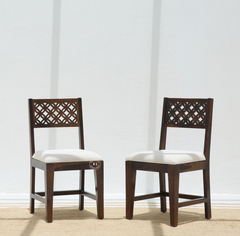 Estera Sheesham Wood Dining Chair with Cushioned Seat – Walnut Finish , Single Piece Arina Living