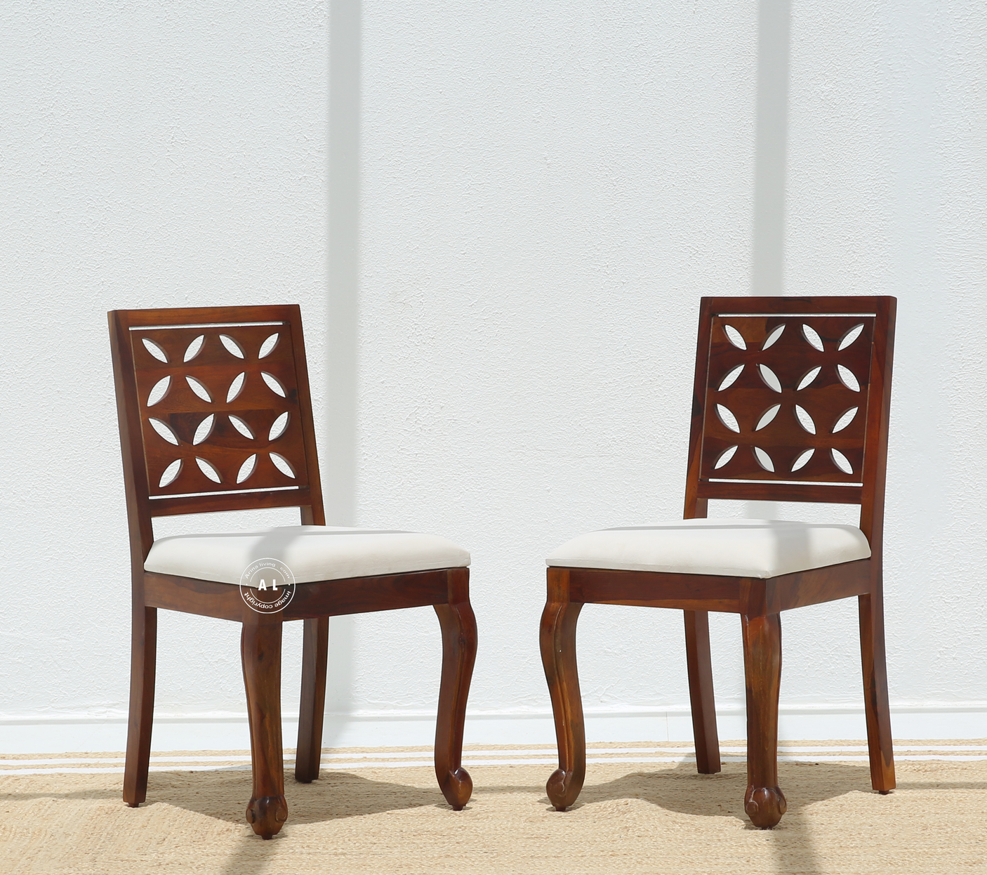 Orenza Sheesham Wood Dining Chair with Cushioned Seat – (Honey Finish , One Pcs)