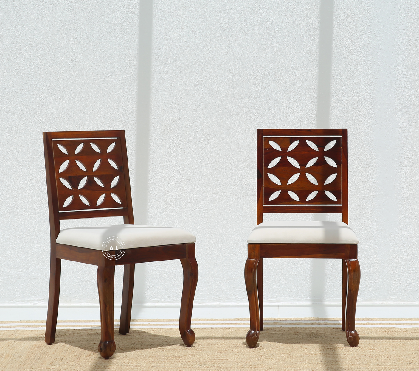 Orenza Sheesham Wood Dining Chair with Cushioned Seat – (Honey Finish , One Pcs)