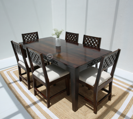 Honor Sheesham Wood 6 Seater Dining Table – Walnut Finish Arina Living
