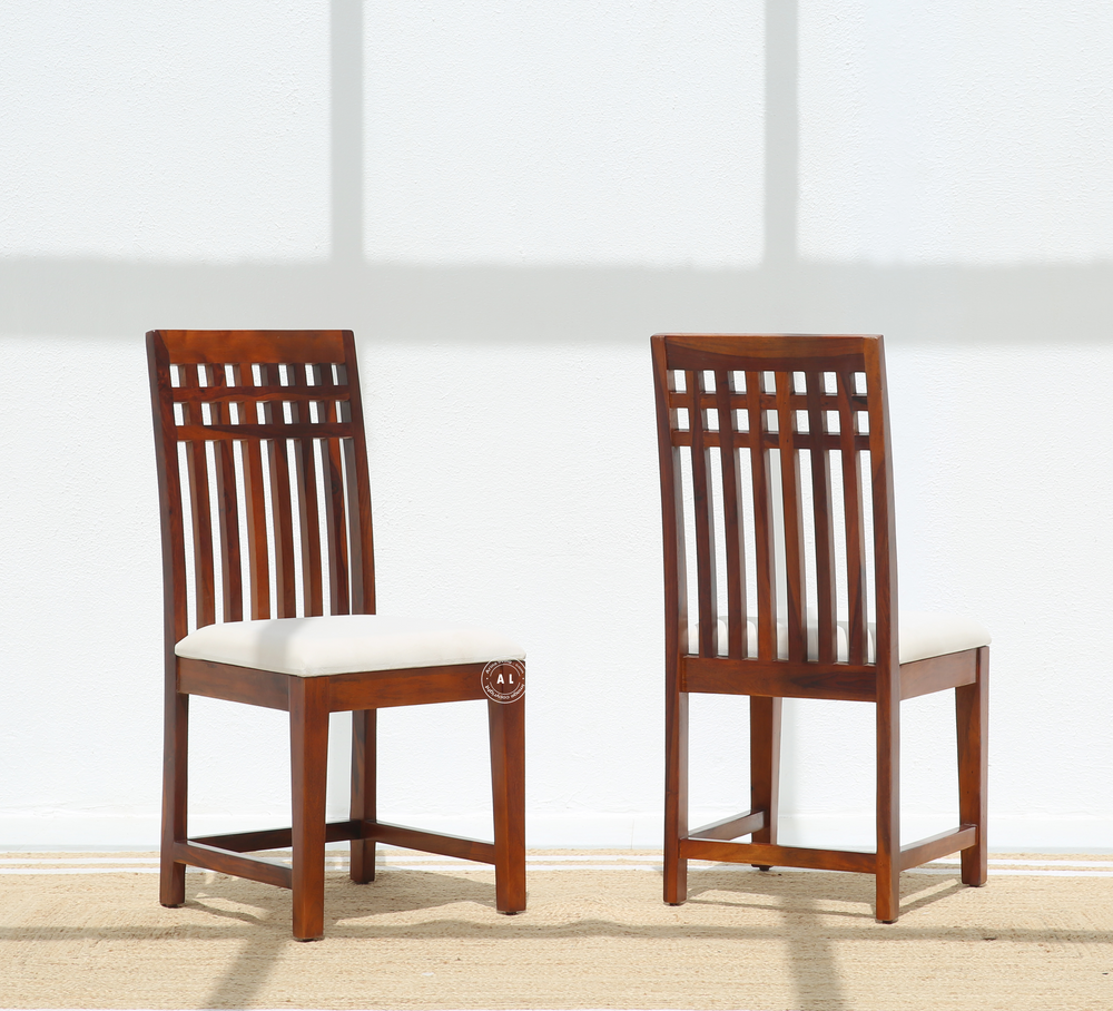 Hustle Sheesham Wood Dining Chair with Cushioned Seat – Honey Finish , Single Piece Arina Living