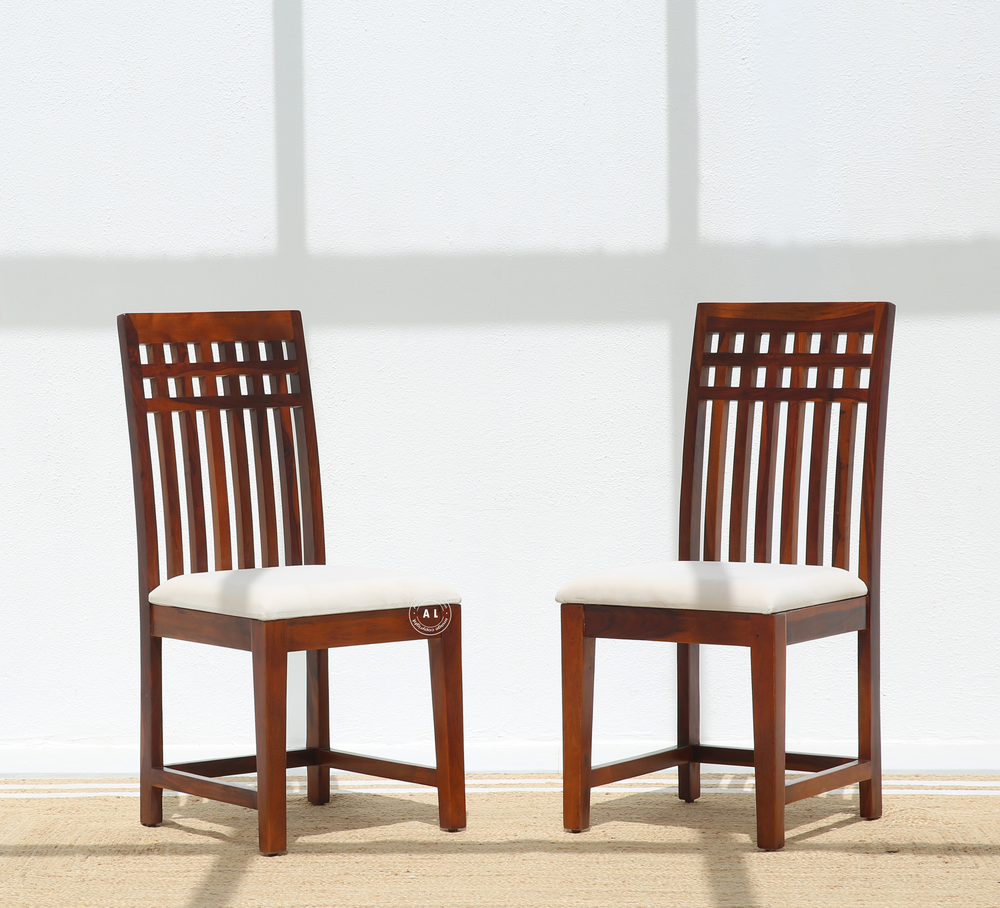 Hustle Sheesham Wood Dining Chair with Cushioned Seat – Honey Finish , Single Piece Arina Living