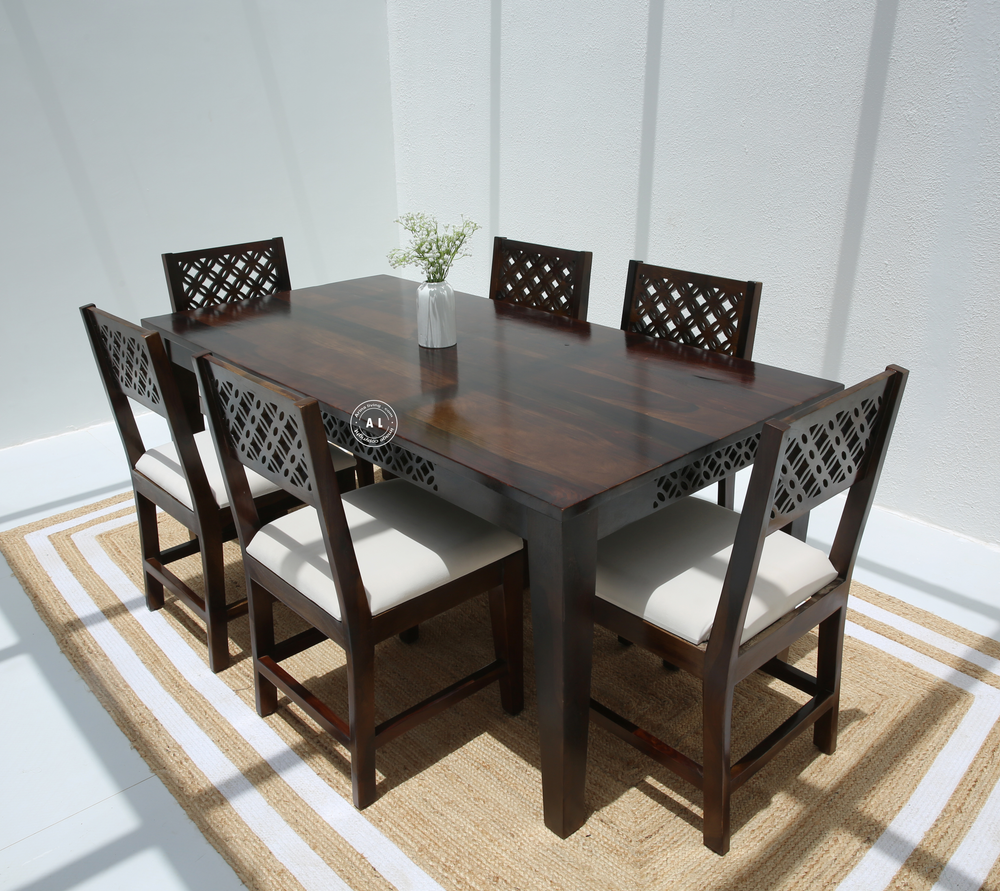 Honor Sheesham Wood 6 Seater Dining Table – Walnut Finish Arina Living