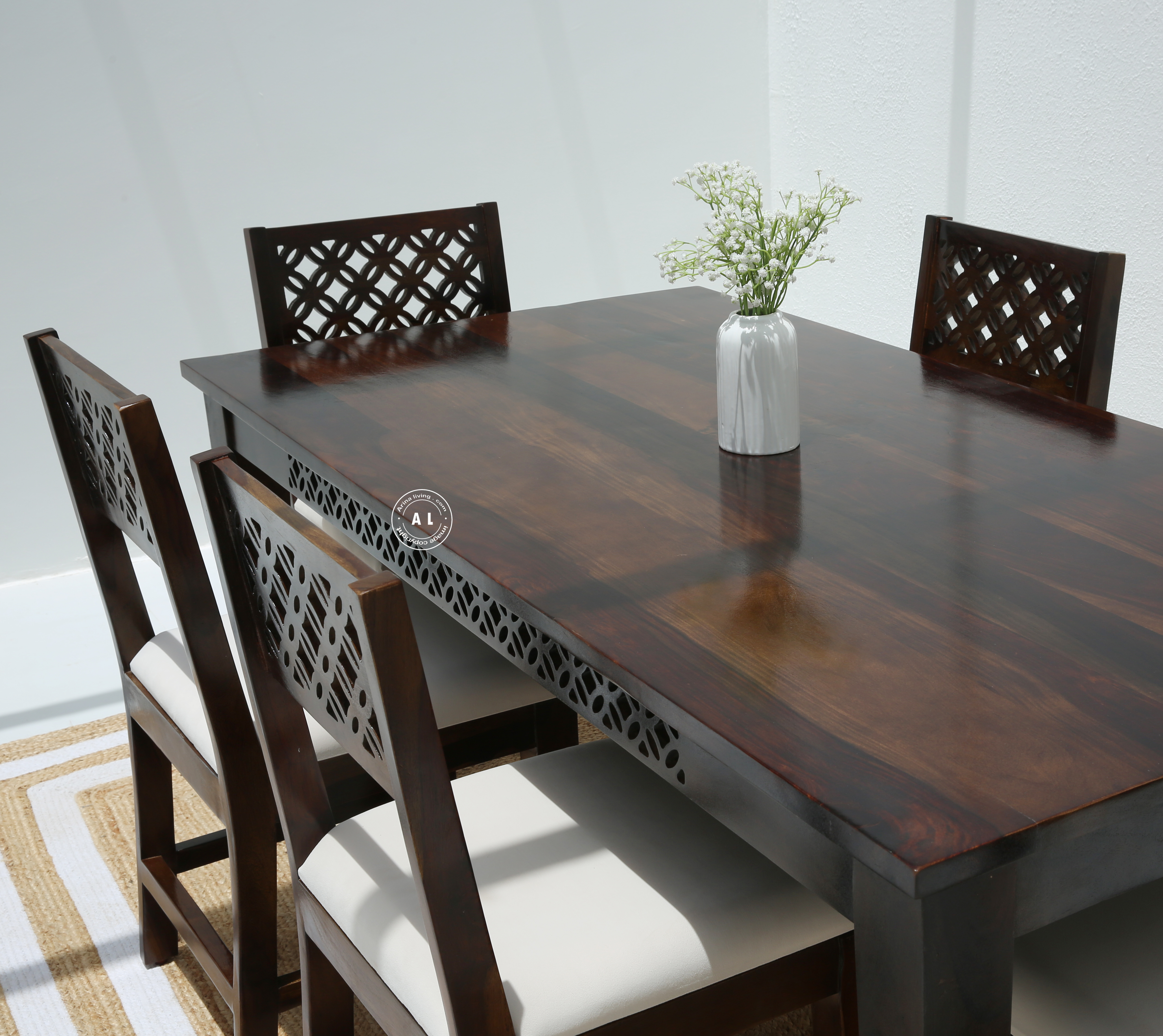 Honor Sheesham Wood 6 Seater Dining Table – Walnut Finish Arina Living