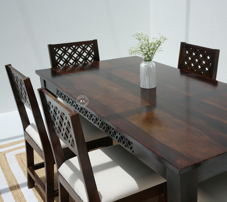Honor Sheesham Wood 6 Seater Dining Table – Walnut Finish Arina Living