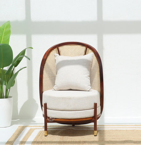 Spectrum Sheesham Wood Lounge Chair with Cane - Honey Finish Arina Living