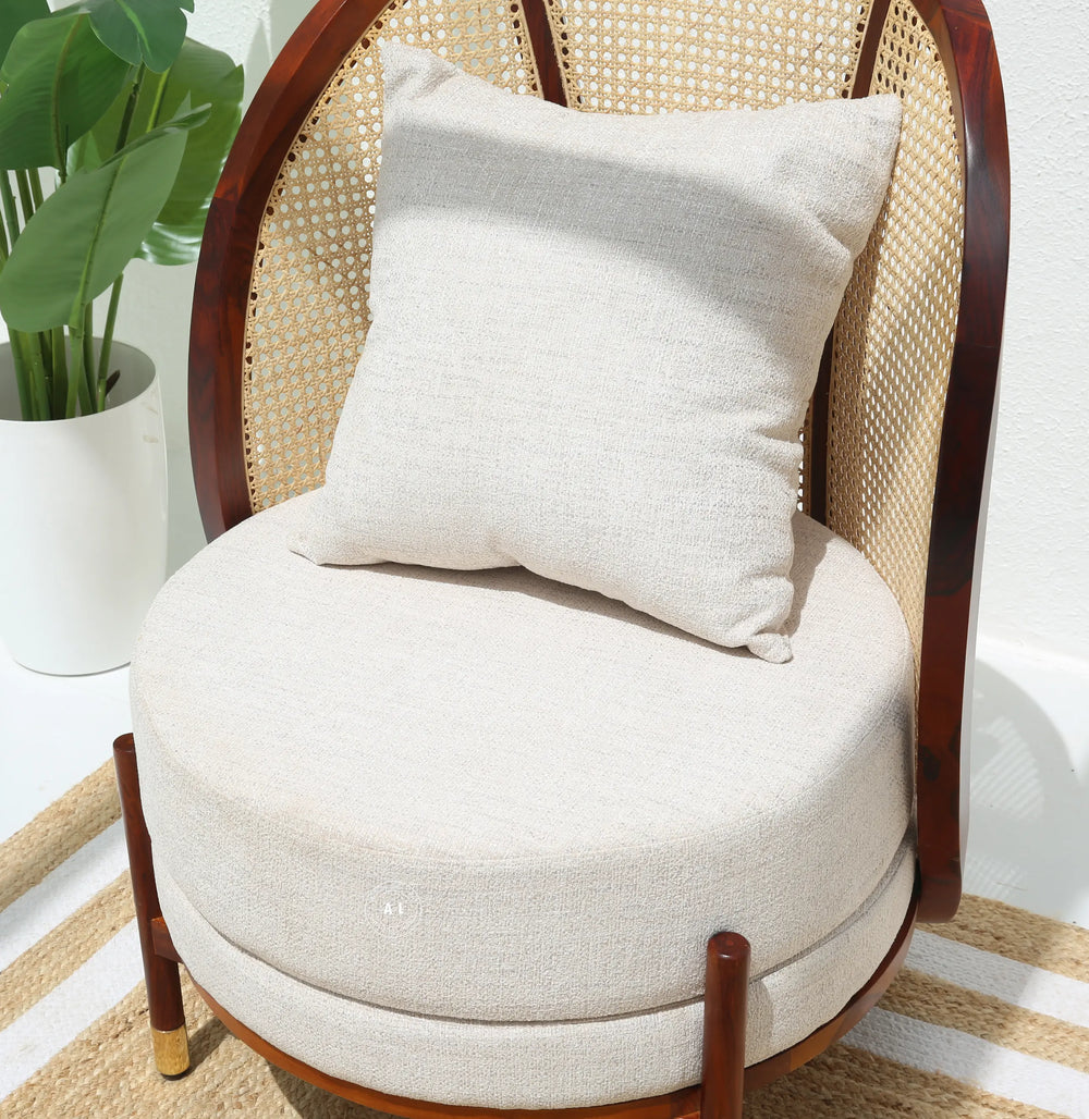 Spectrum Sheesham Wood Lounge Chair with Cane - Honey Finish Arina Living