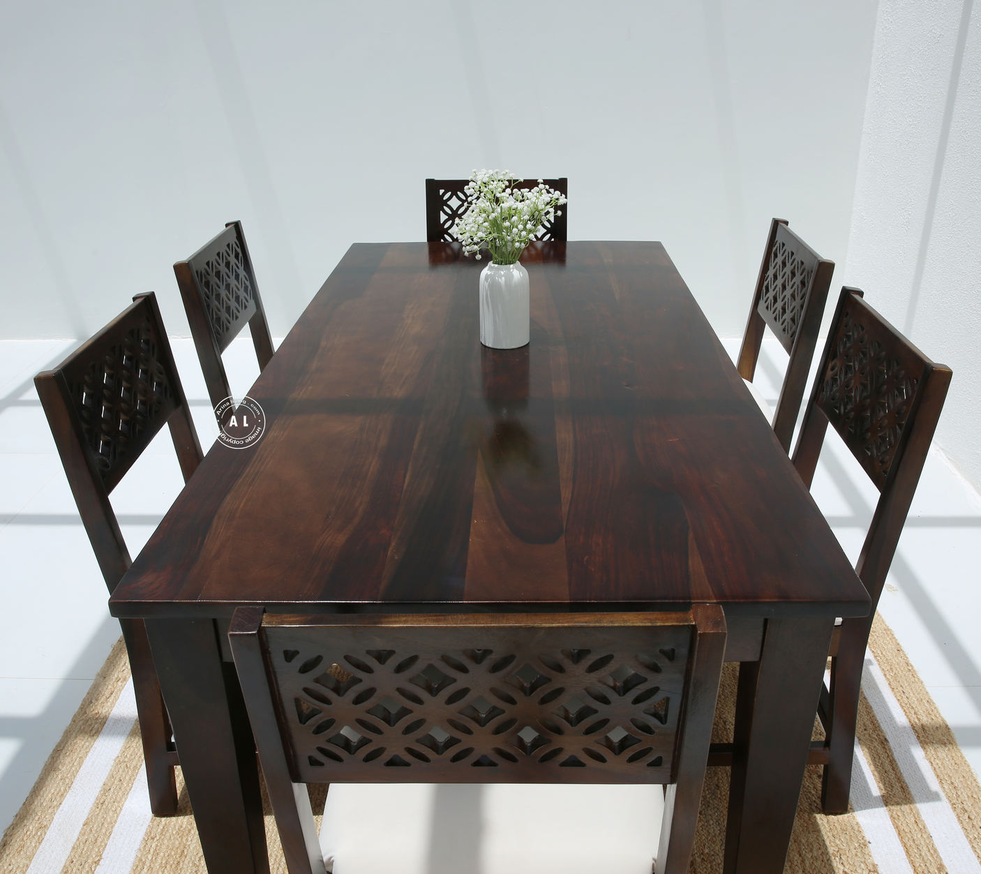 Honor Sheesham Wood 6 Seater Dining Table – Walnut Finish